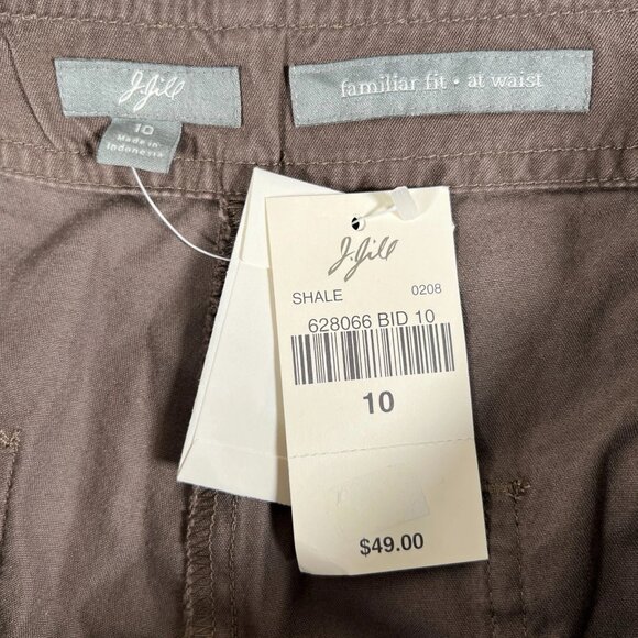 NEW J.Jill Womens Brown Drawstring Waist Wide Leg Cropped Utility Pants Size 10 - Picture 11 of 12